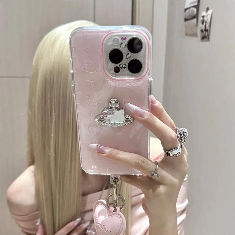 SMBLCE闪钻kt猫星球适用iPhone16大孔手机壳华为vivo小米15oppo套