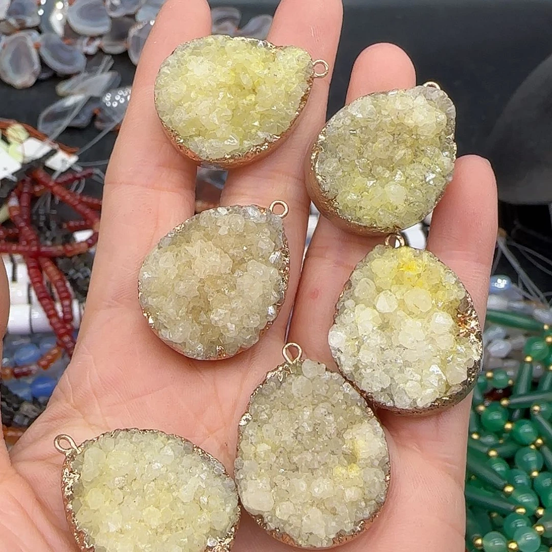 玛瑙/玉髓合金珠宝半成品晶牙吊坠一个04