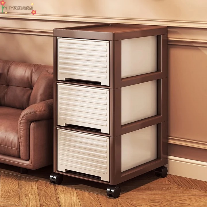 抽屉式移动小推车收纳柜卧室客厅整理床头柜洗手架厨房夹缝储物柜