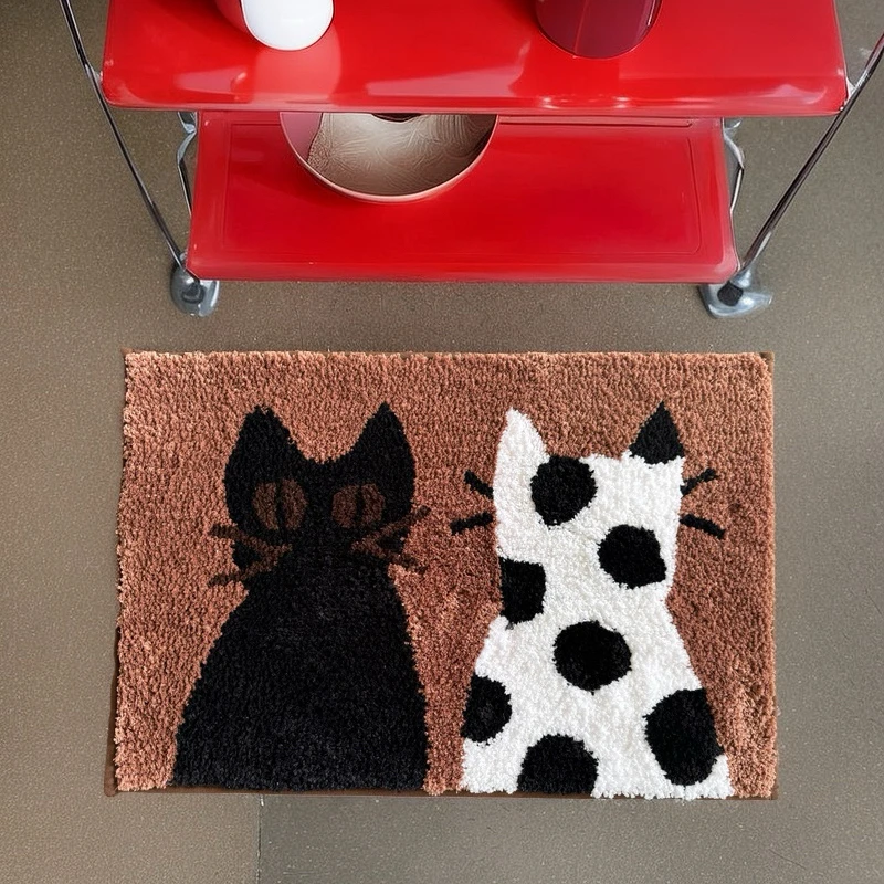 斑点猫植绒卧室卫浴地垫地毯65*45厘米