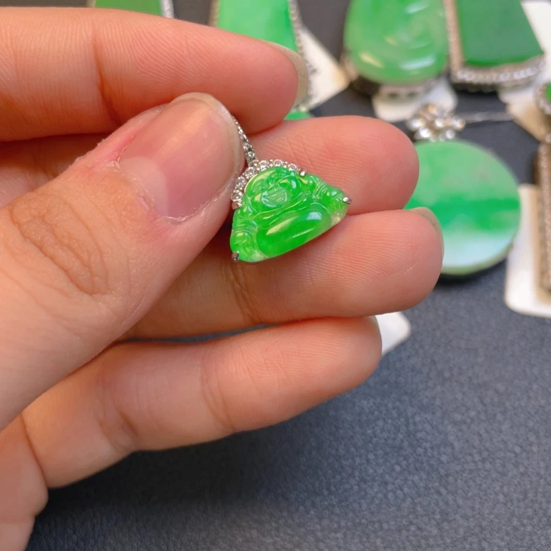 翡翠银S925镶嵌吊坠(不含链)