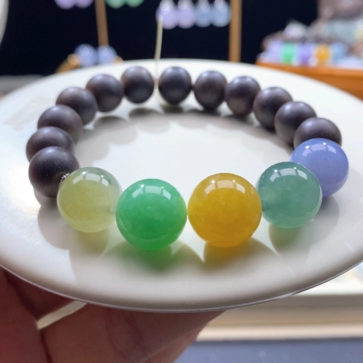 翡翠未镶嵌吊坠(不含链)翡翠浓彩多宝手串