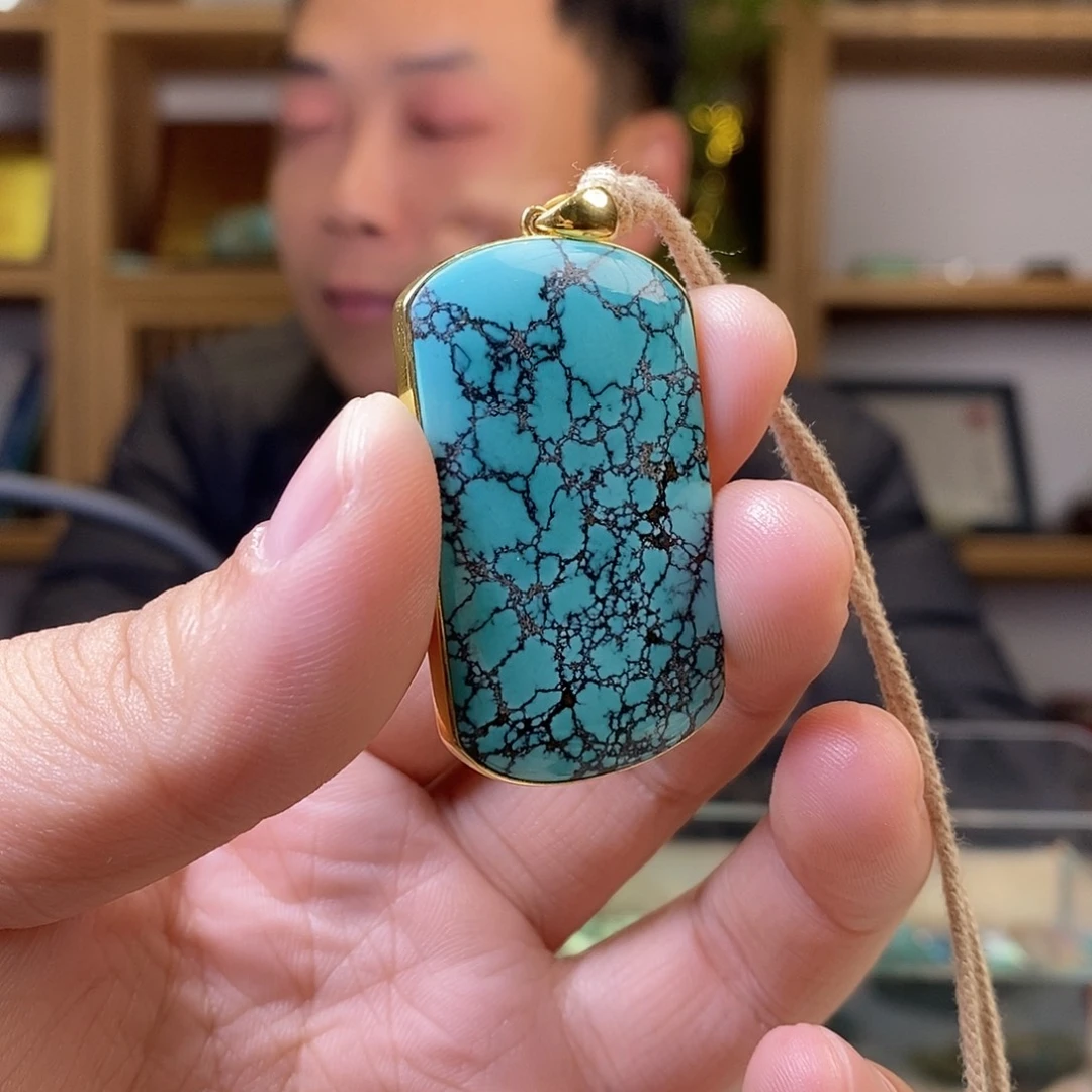 绿松石未镶嵌金镶无事牌