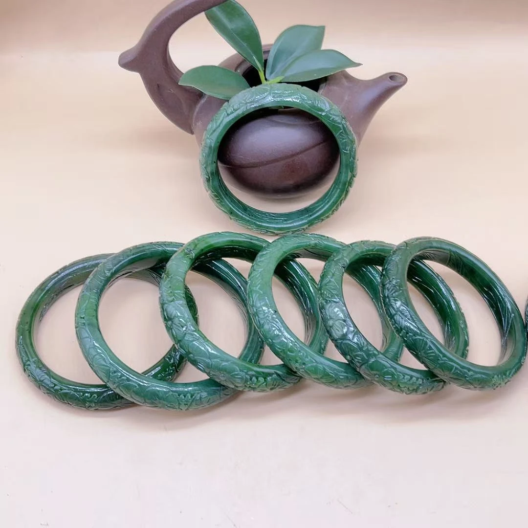 【玉美人】和田玉碧玉雕花手镯（多样性发货拍一发一）