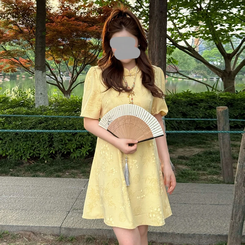 新中式年轻款连衣裙女夏2025新款国风高级感气质中长款改良旗袍裙