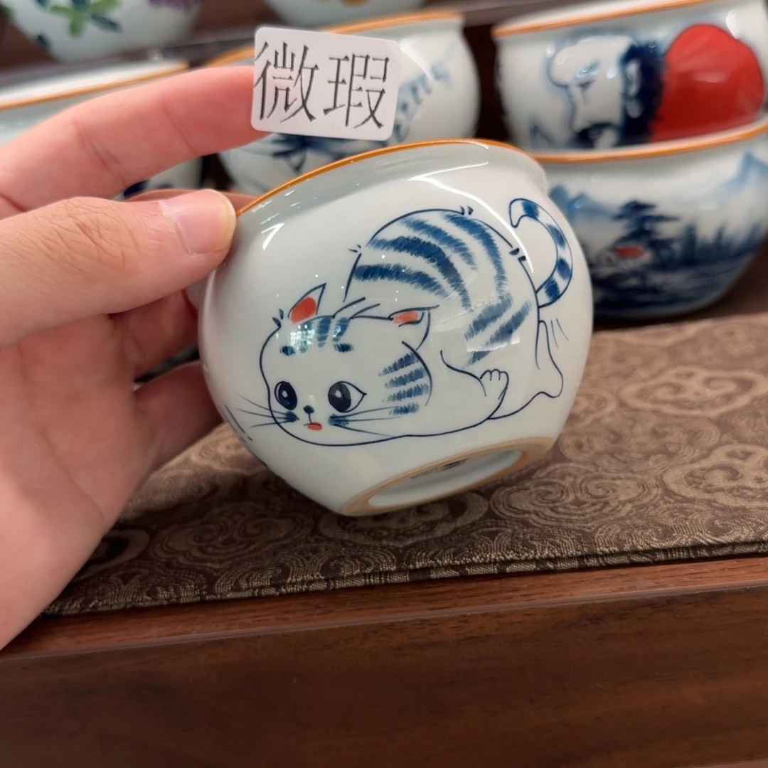 釉下手绘茶具微瑕