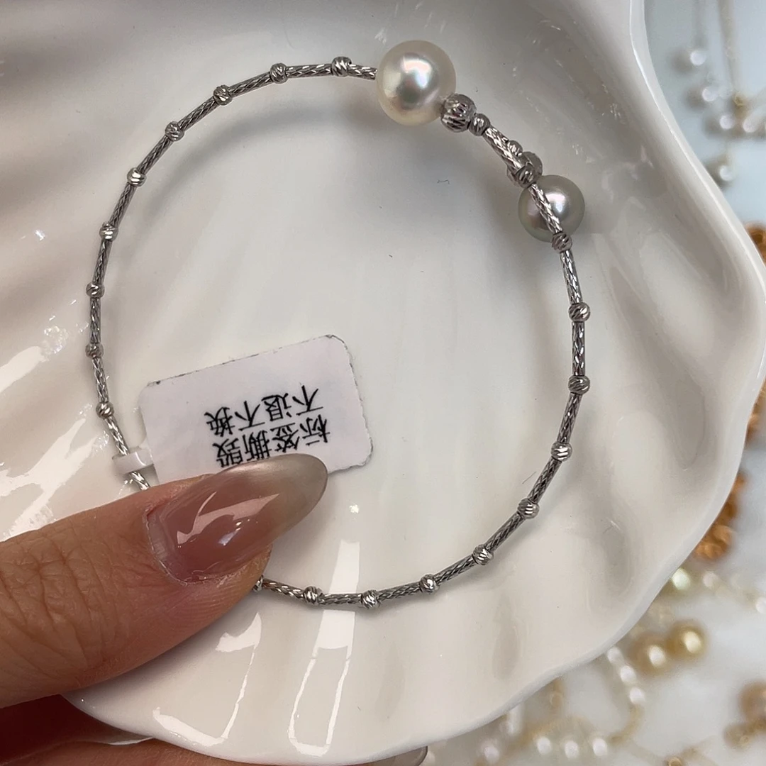 银S925镶嵌海水珍珠手绳