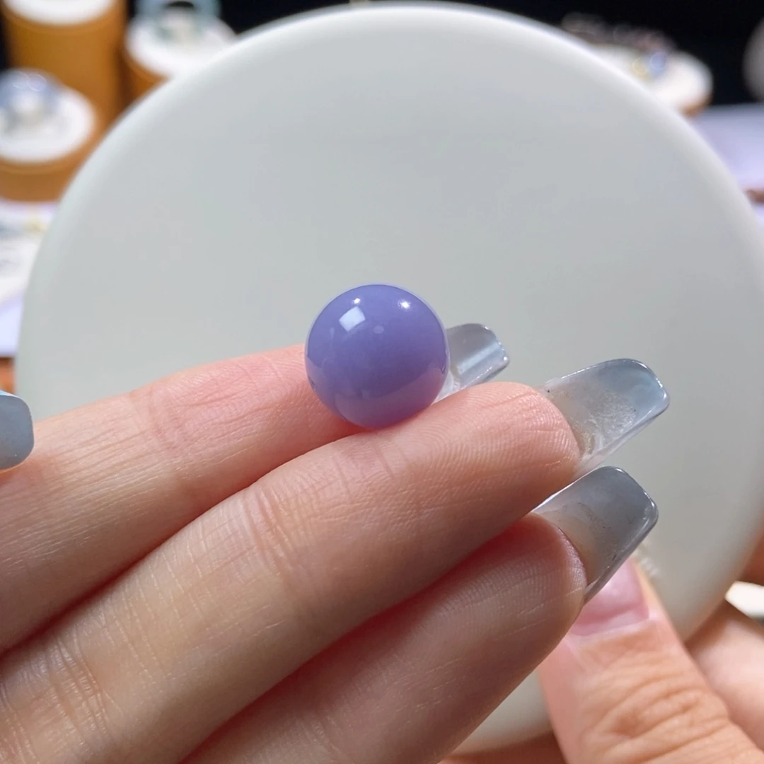 翡翠散珠翡翠妖红紫圆珠12.9mm