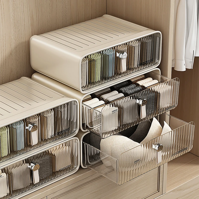 内衣内裤收纳盒家用袜子贴身衣物抽屉式防尘分格整理盒三合一神器