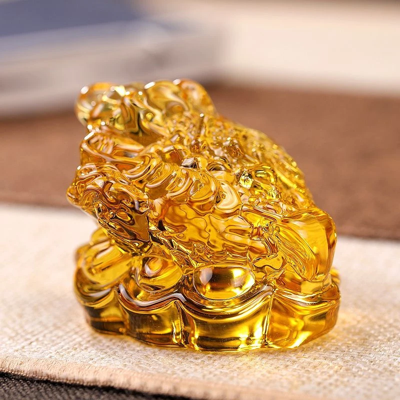 【正品】黄水晶金蟾创意摆件直径8.5公分-S127