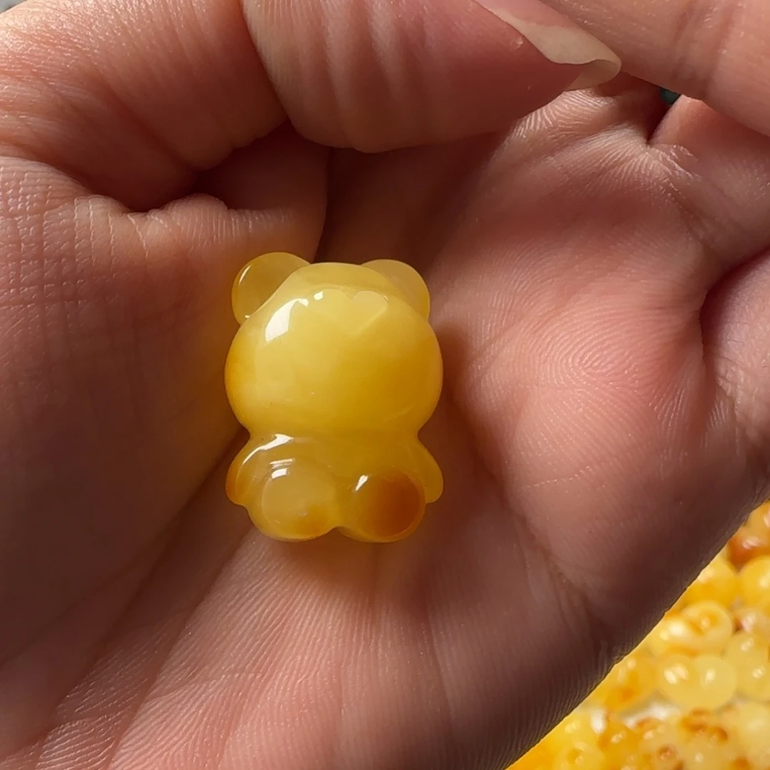 昔***檬蜜蜡颈饰未镶嵌蜜蜡俏色小熊吊坠（打孔备注不退换）