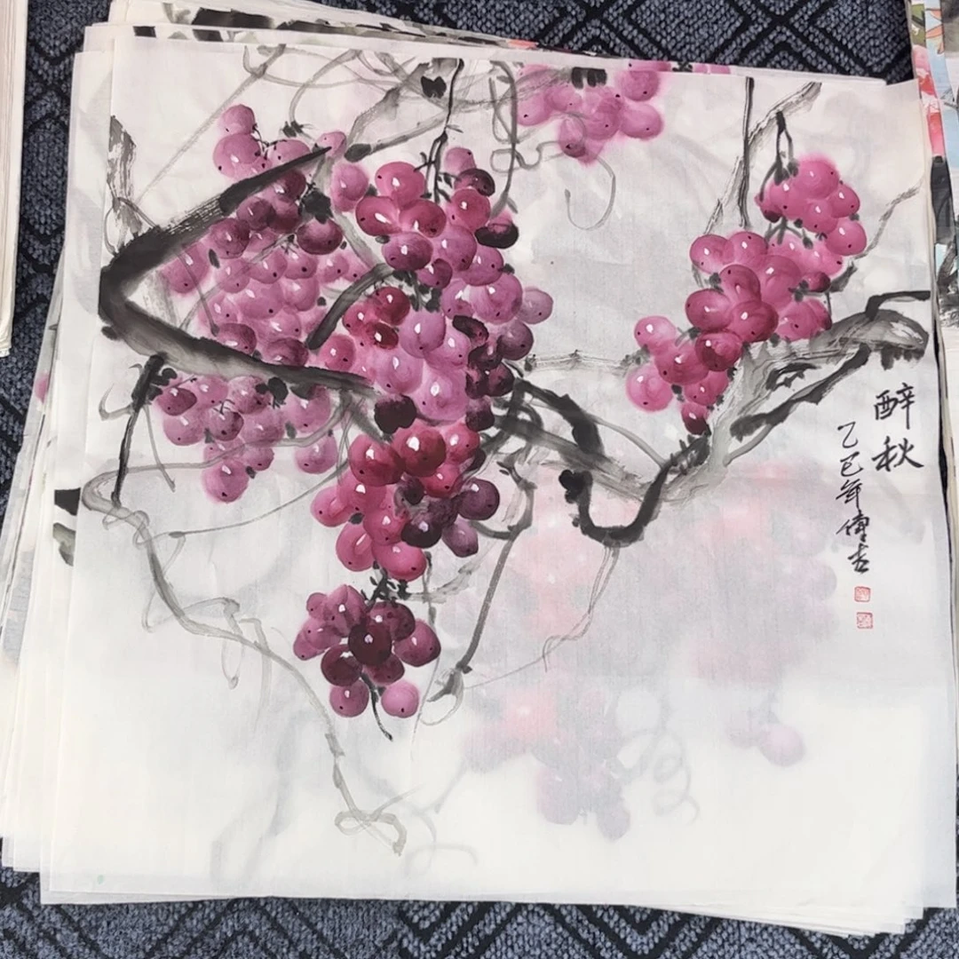 国画傅老师四尺斗方花鸟旭