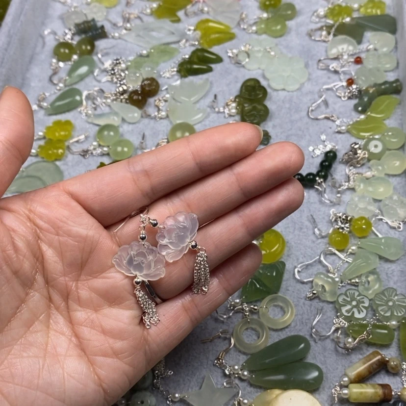 【闪购商品】蛇纹石玉挂件耳饰耳环项链未镶嵌