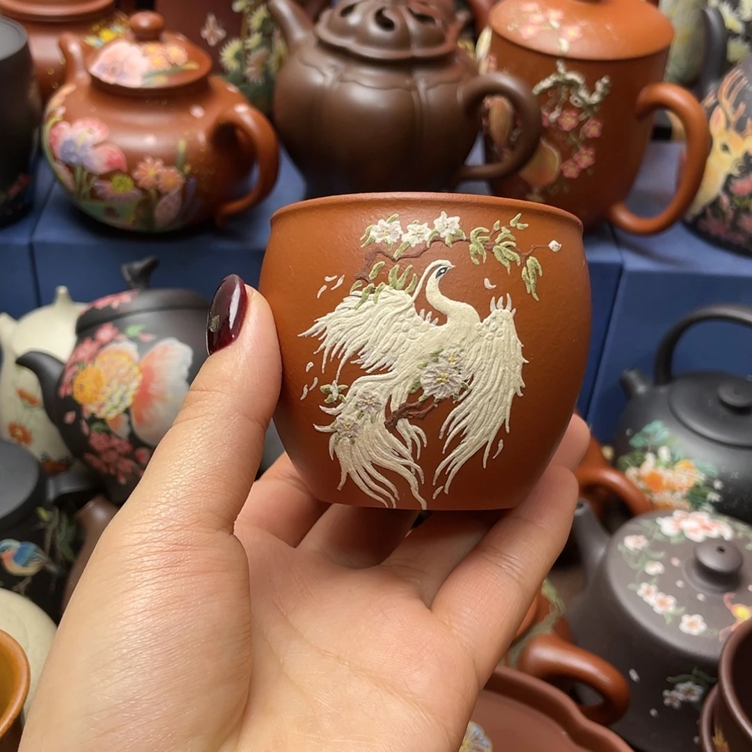红泥茶杯紫砂主人杯150c