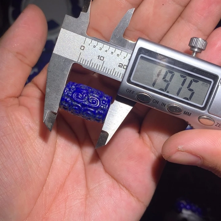青金石未镶嵌回纹柱19*13mm