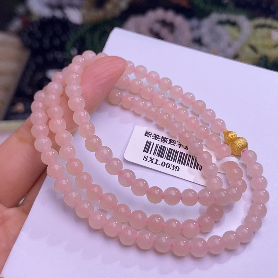 和田玉未镶嵌颈饰老矿料浓藕粉毛衣链5m