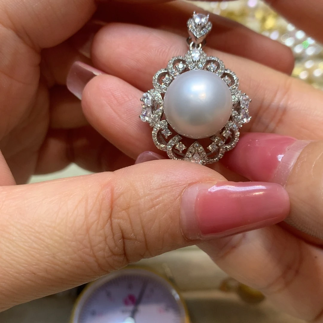 海水珍珠银S925镶嵌颈饰