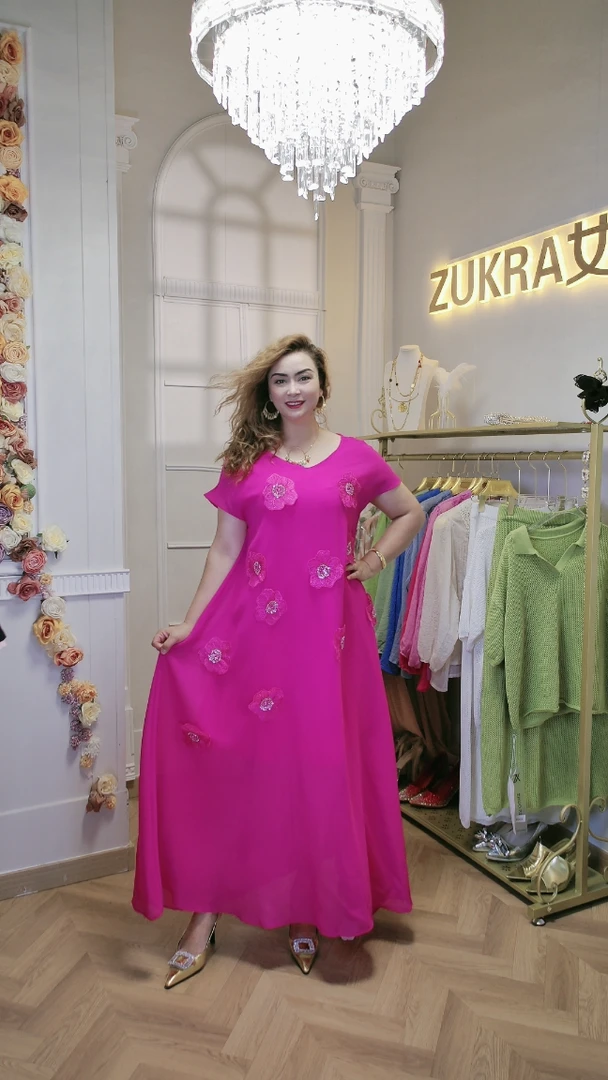 【ZUKRA女装】2025年夏季时尚立体花连衣裙013款
