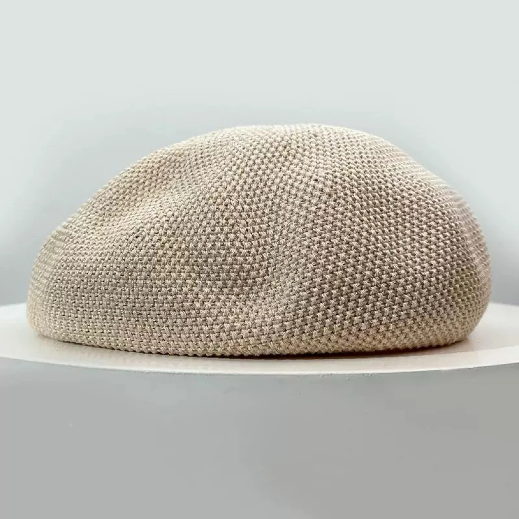 新款A21贝雷帽女春夏透气亚麻编制薄款帽子