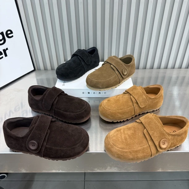 鸿E361新款反绒皮出秋软底软面时尚单鞋百搭舒适懒人鞋