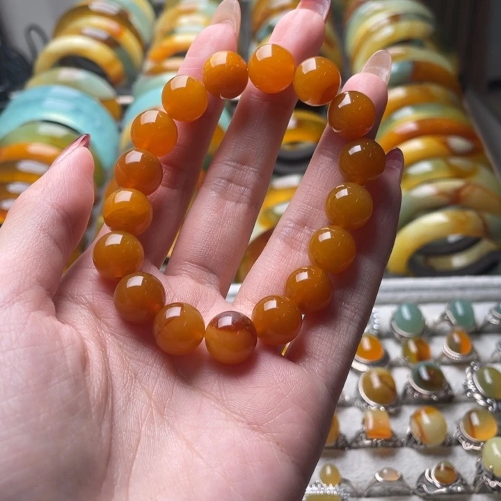 蛇纹石玉手串未镶嵌12.6