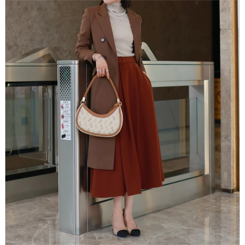 【七七定制】复古高腰不对称百褶半身裙高级感显瘦A字#BQ240822