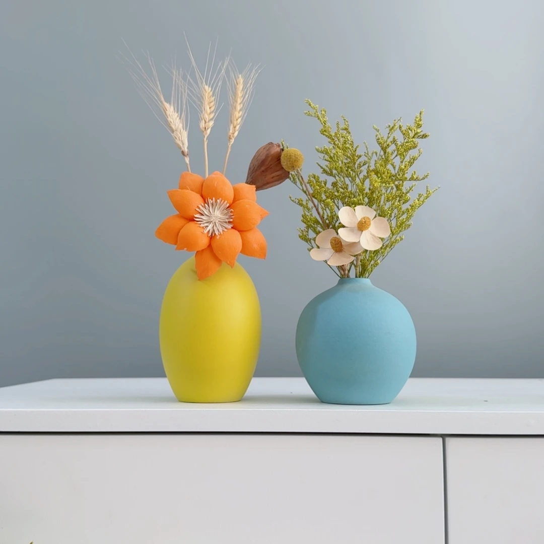 摆件陶瓷花瓶摆件含花总高约20-30cm