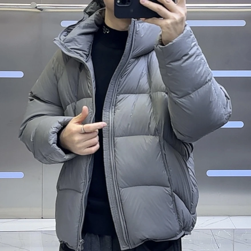 冬季男士连帽泡芙白鸭绒加厚保暖时尚潮流宽松羽绒服