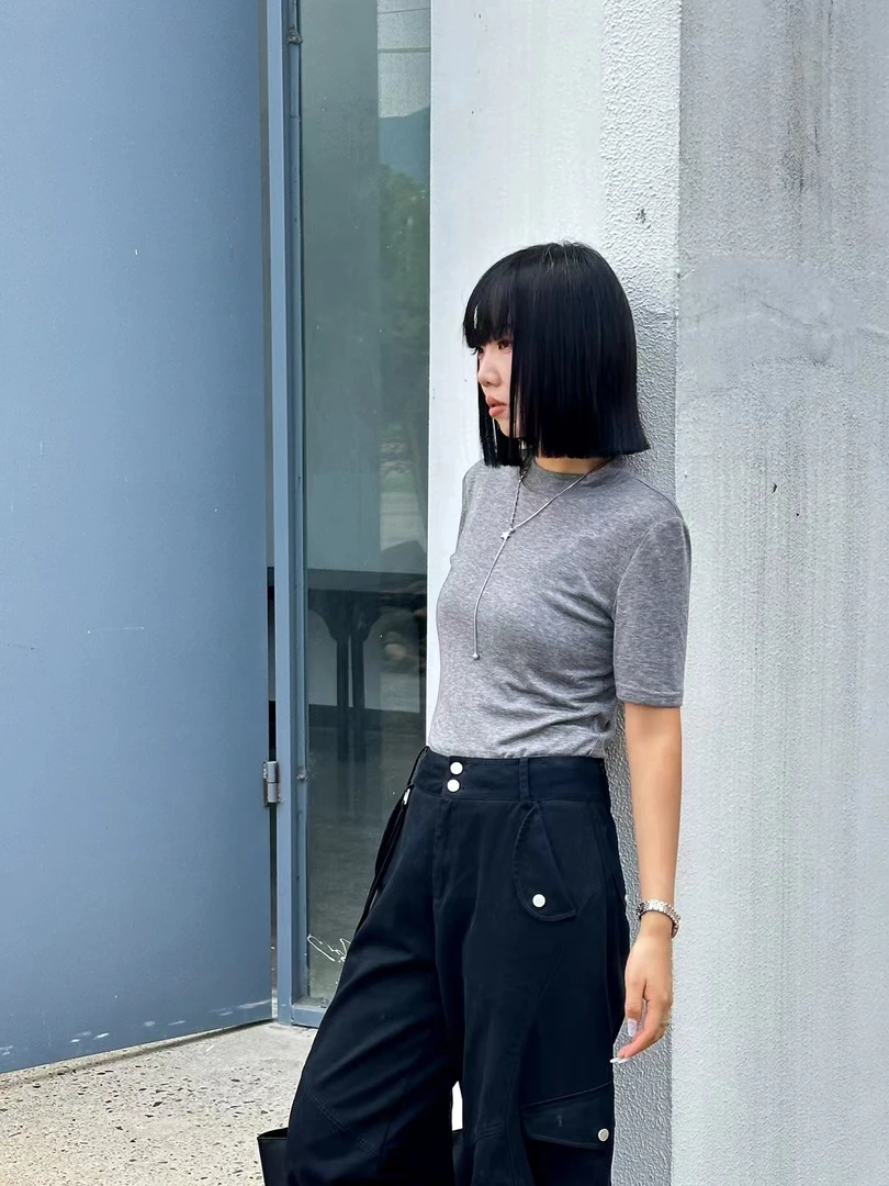 YANGSHANG 纯色显瘦百搭时尚INS风秋季立领打底衫DCY252