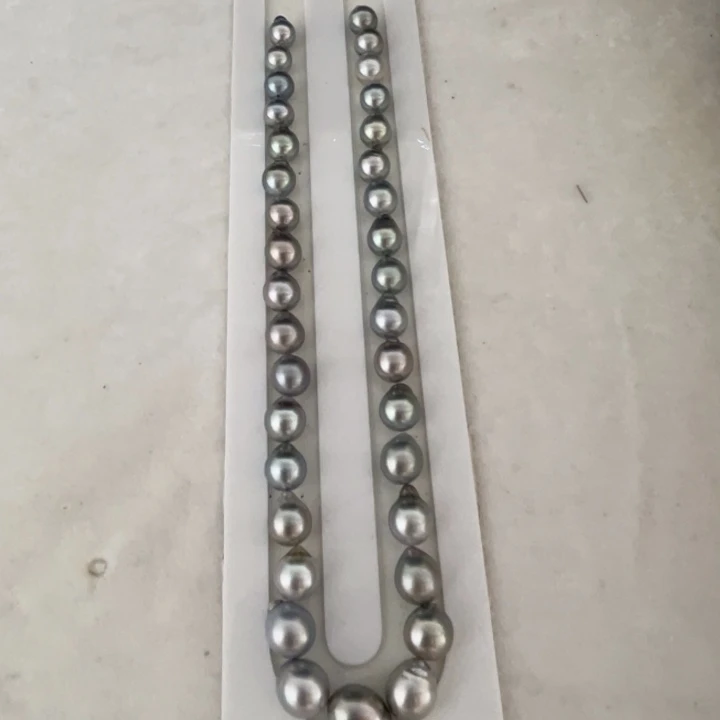 未镶嵌项链海水珍珠铂金灰炫彩巴洛克9-11