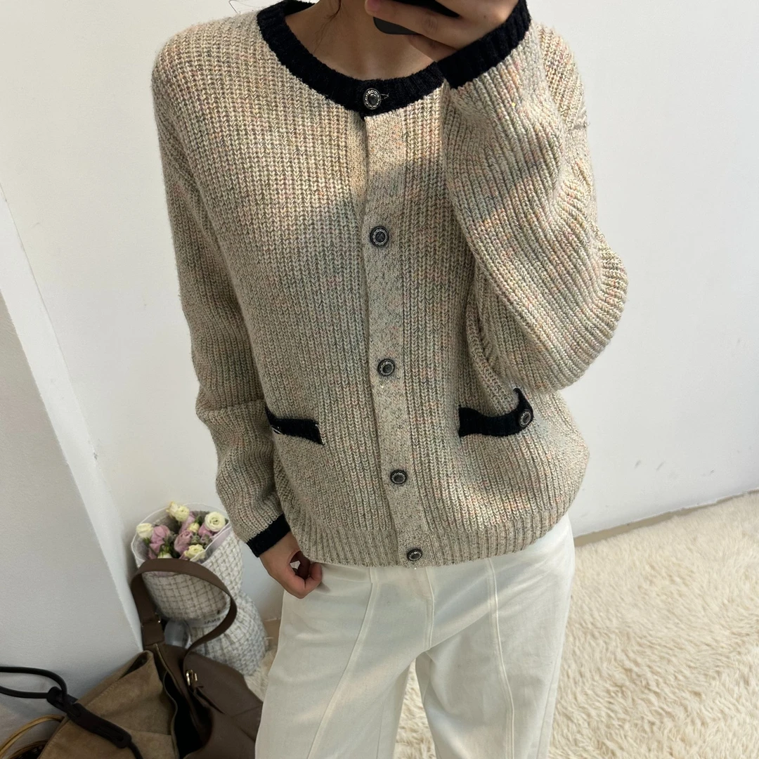 留季25S当日发韩国货1108定制开衫100%美利奴羊毛