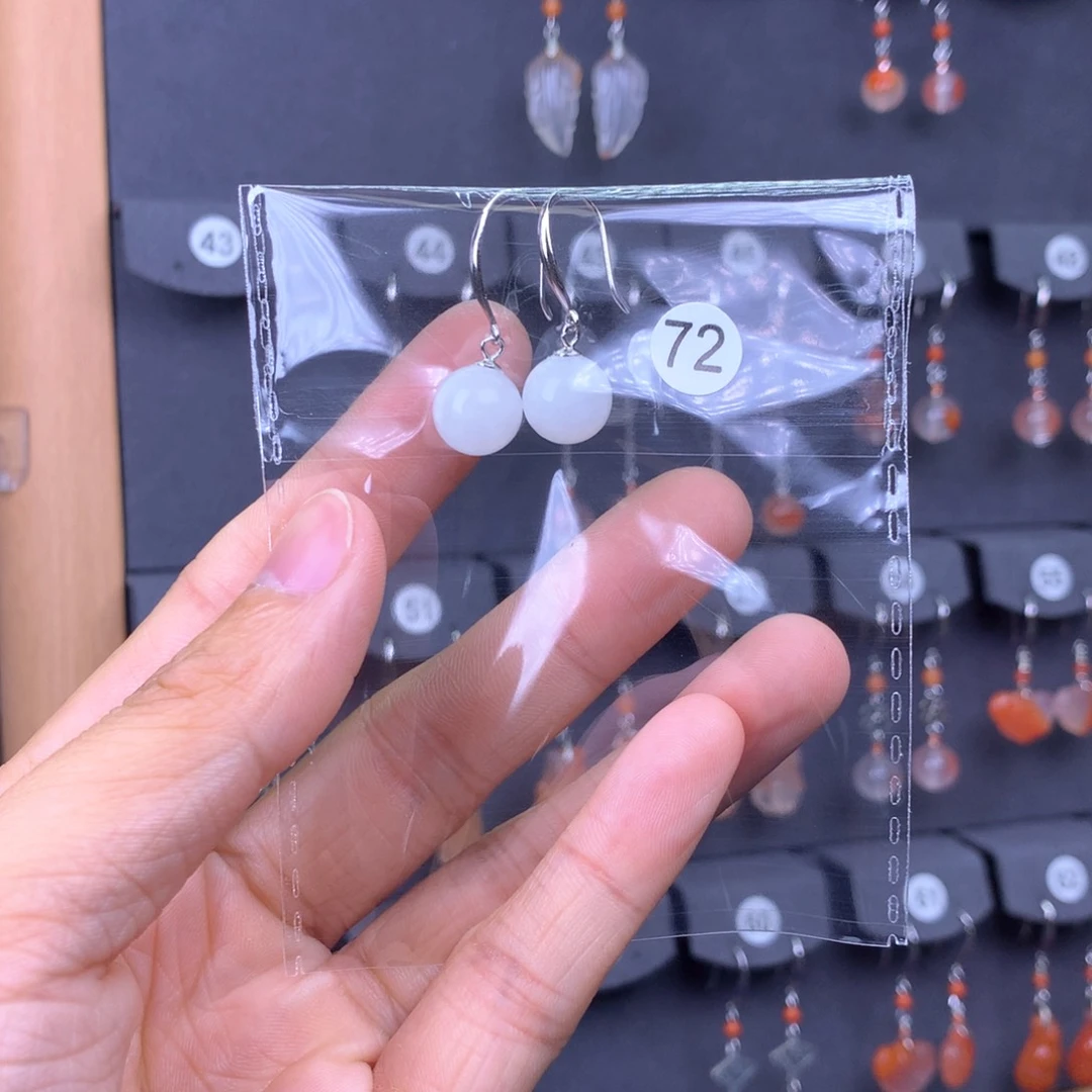 和田玉耳饰银S925镶嵌吃****娟