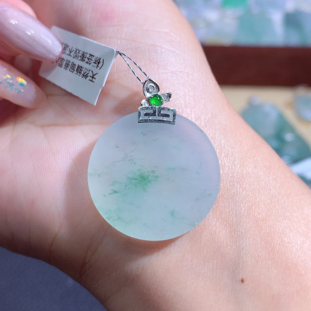 吊坠(不含链)18K金镶嵌翡翠翡翠