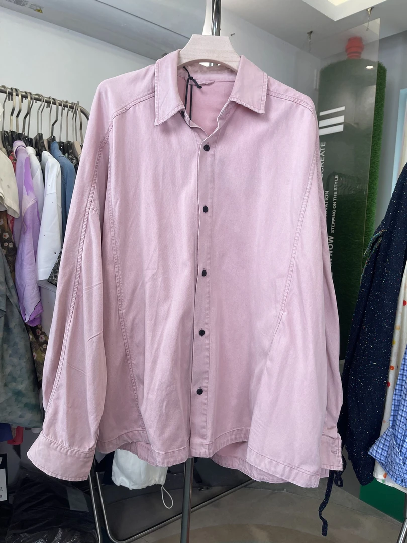 设计师大码男装莱赛尔精工水洗高街空阔长袖衬衣200斤以上