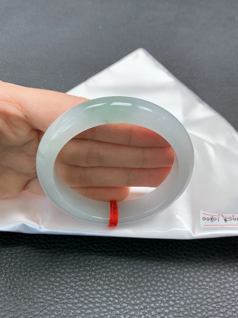 54正圈天然缅甸A货糯冰冰透飘花翡翠手镯