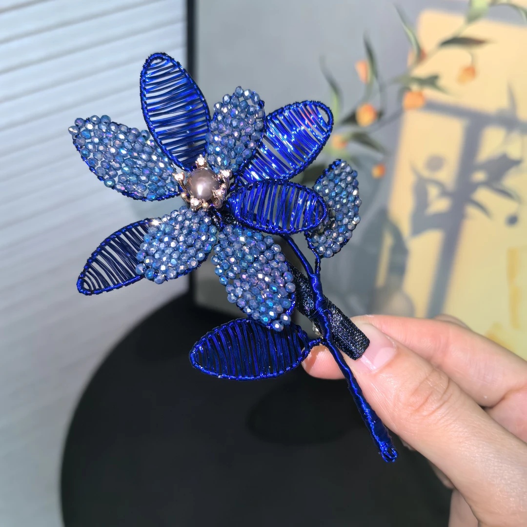 西子家莫奈流世传芳宝石蓝边夹