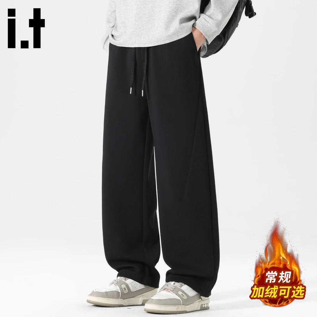 i.t:CHOCOOLATE加绒保暖休闲卫裤男秋冬新款潮牌宽松百搭运动长裤