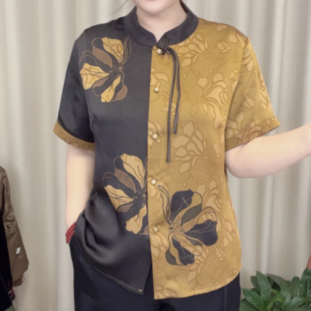 8611夏季新款轻薄舒适新中式妈妈装气质洋气中老年开衫上衣