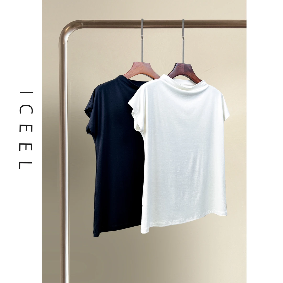 ICEEL原创高档女装纯色莫代尔T恤女夏季新款宽松舒适百搭短袖上衣