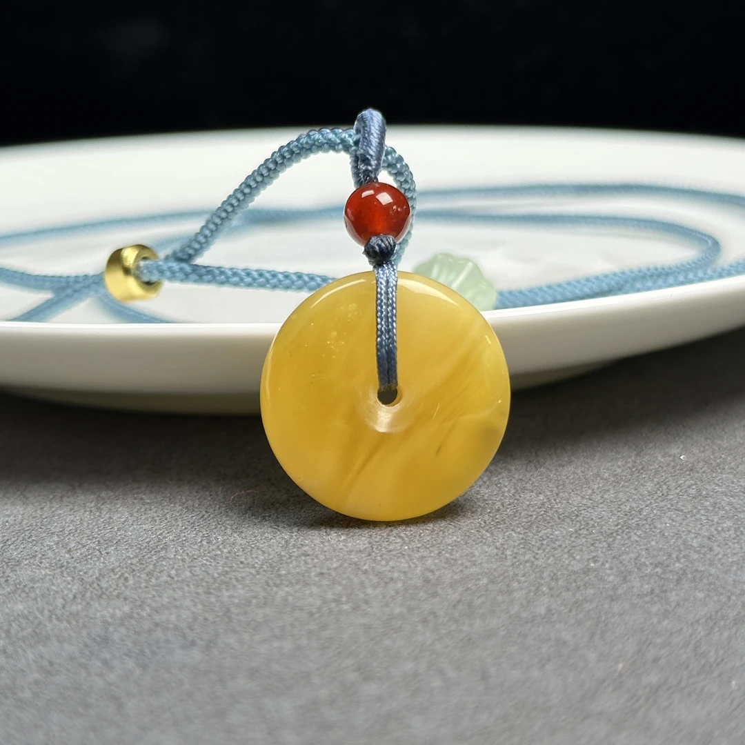 R7001天然原矿俄料蜜蜡 平安扣 22.4*8mm支持复检