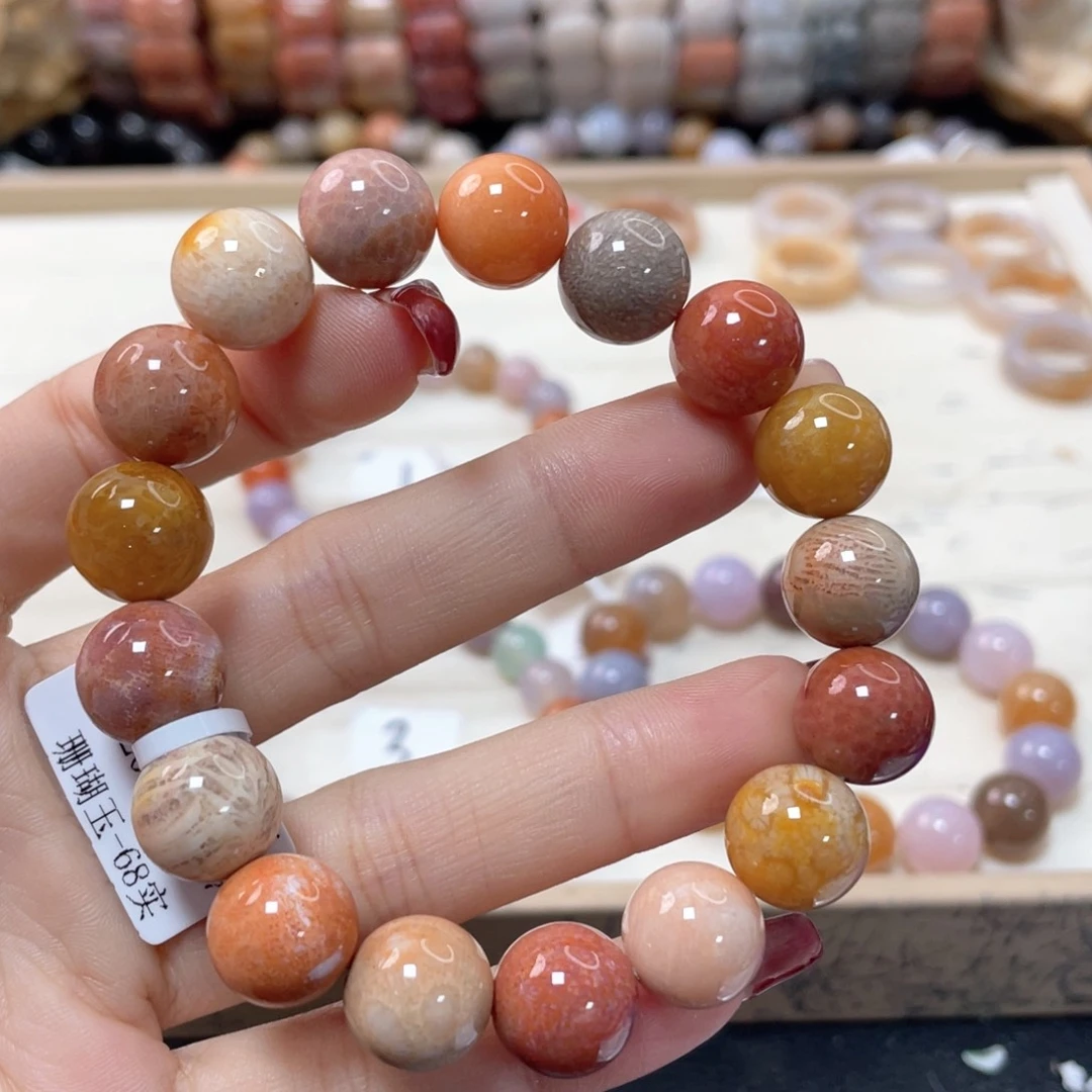 硅化珊瑚（珊瑚玉）手链未镶嵌小*硕302