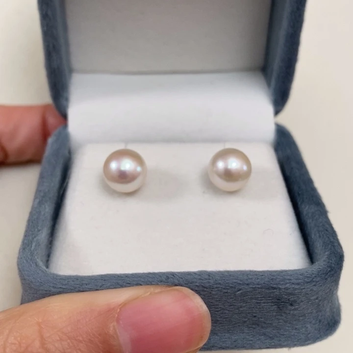 淡水珍珠耳饰银S925镶嵌9-10