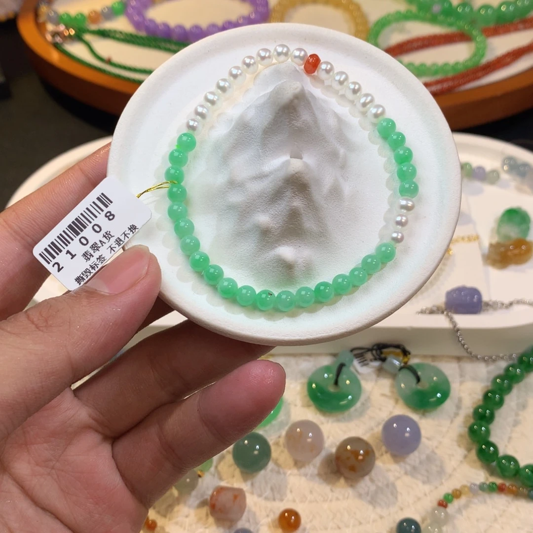 散珠翡翠甜绿珍珠DIY