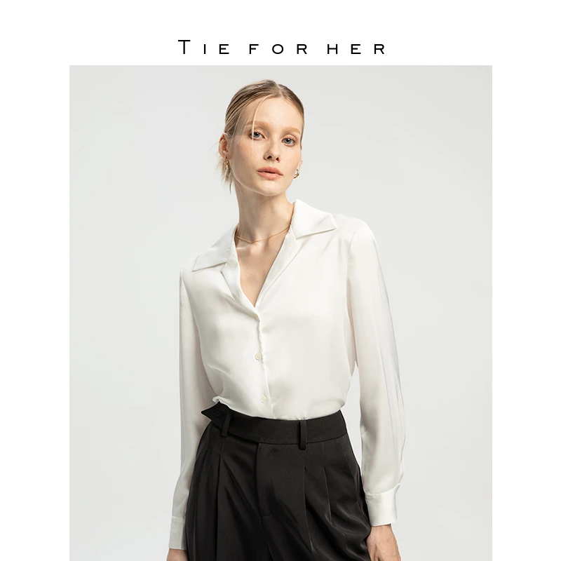 TieForHer 古巴领复古简约松弛感气质高级职场日常通勤衬衫上衣女