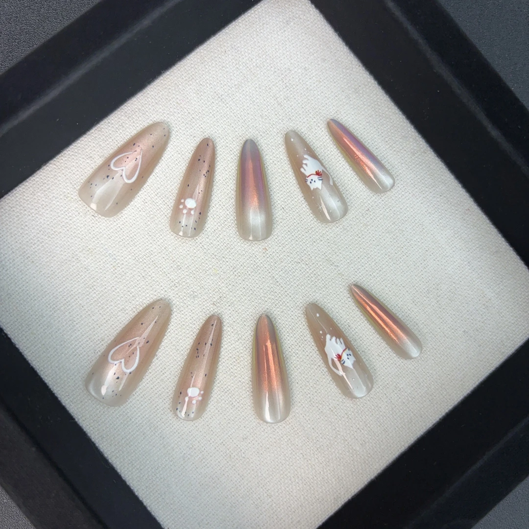 穿戴甲2025新款美甲甲片高级显白中长款ins纯欲风指甲可拆卸 98