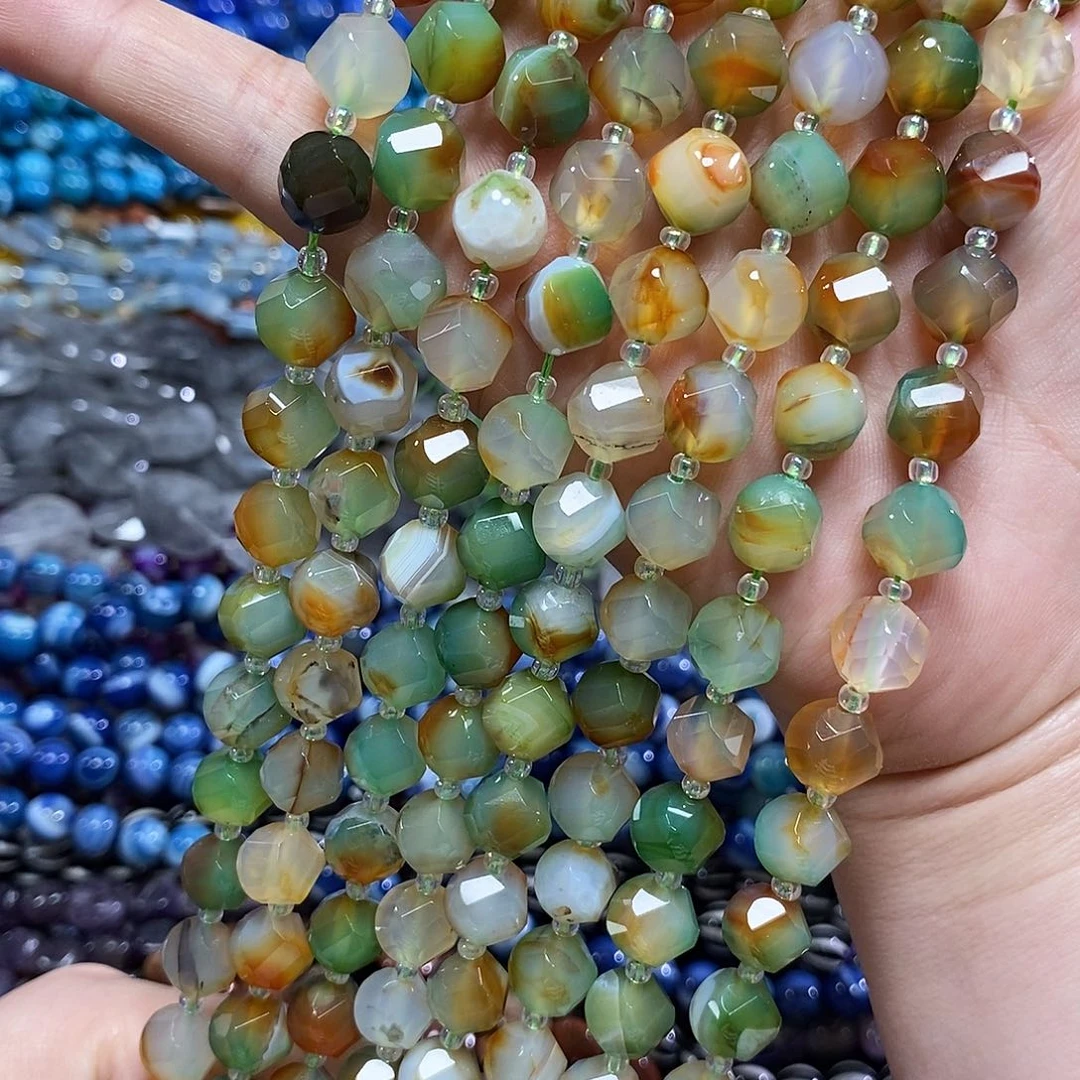 玛瑙/玉髓未镶嵌珠宝半成品孔雀玛瑙一条卡10mm