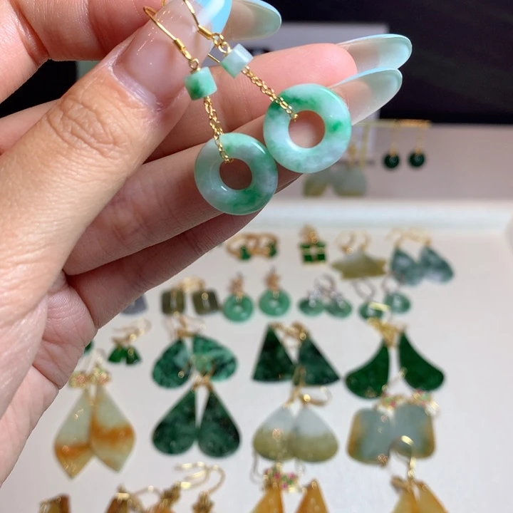 翡翠银S925镶嵌耳饰耳饰