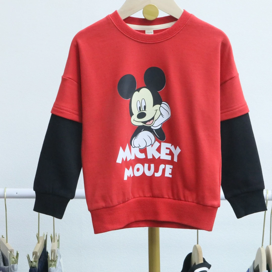 【Disney/迪士尼】B74男童假两件卫衣帅气 儿童长袖休闲圆领拼接