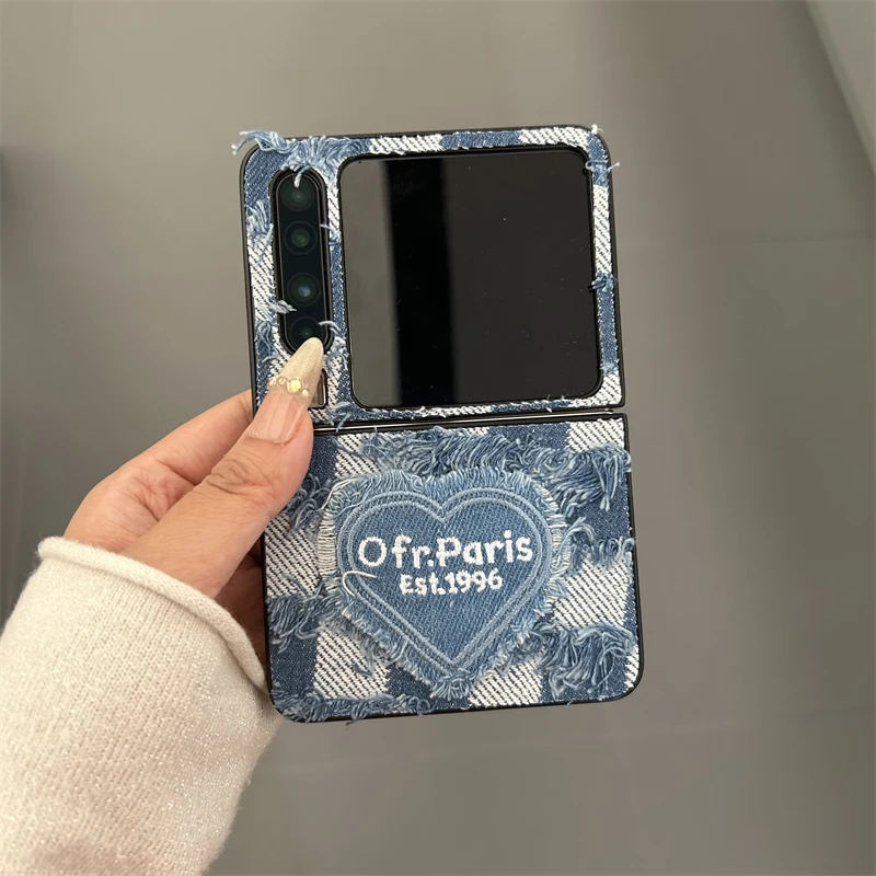 蕾丝牛仔布纹适用于华为purax折叠屏手机壳三星ZFlip6/5/4女款