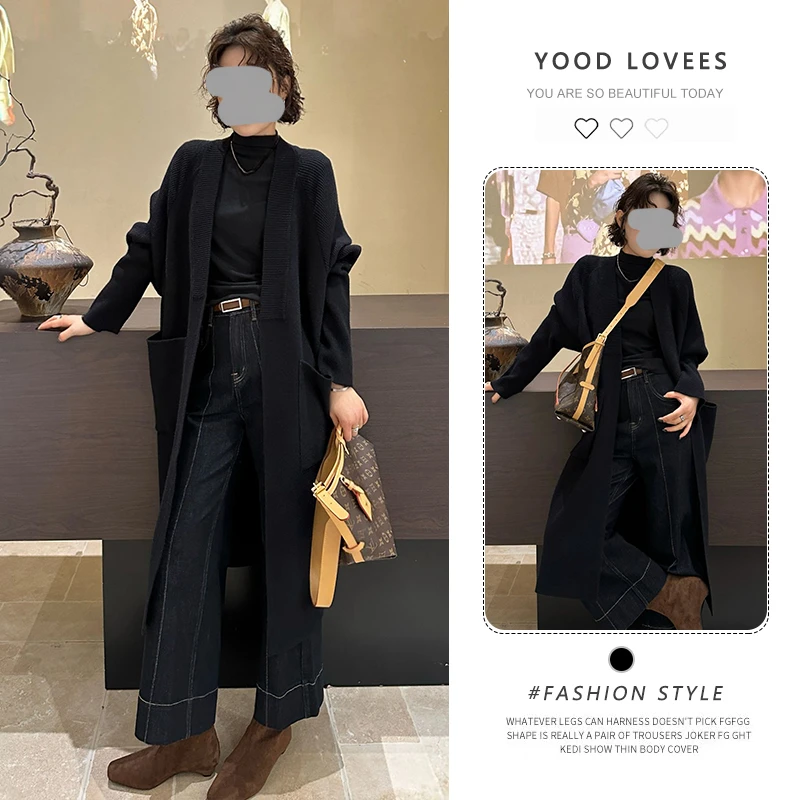 韩系气质穿搭针织开衫长款2026春秋新款法式宽松慵懒风毛衣外套女